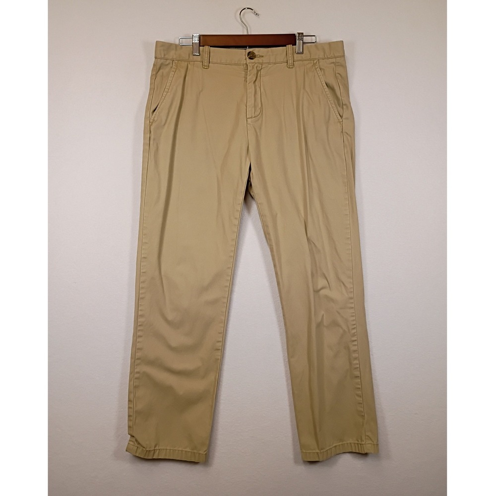 Classic Preppy Tommy Hilfiger Mens 34x30 Khaki Tan Cotton Chino Straight Pants